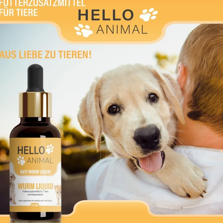 Hello Animal® Wurm Liquid | Entwurmungsmittel für Hunde, Katzen - entwurmen