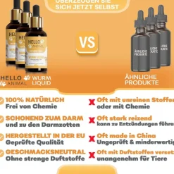 Hello Animal® Wurm Liquid | Entwurmungsmittel für Hunde, Katzen - entwurmen