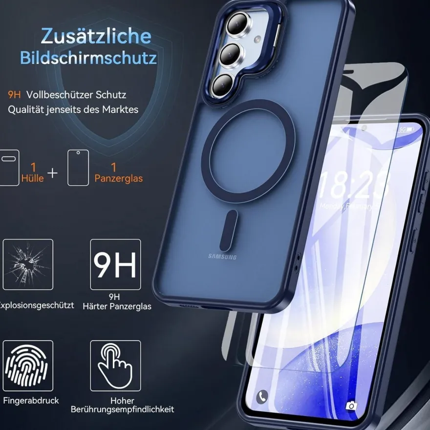 Hensinple Hülle für Samsung Galaxy S24 FE mit MagSafe, Ring Ständer