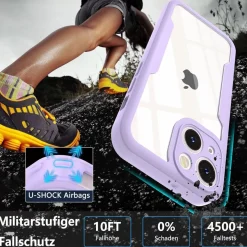Hensinple iPhone 13 Mini Hülle (5,4 Zoll) - 360° Stoßfest mit Displayschutz