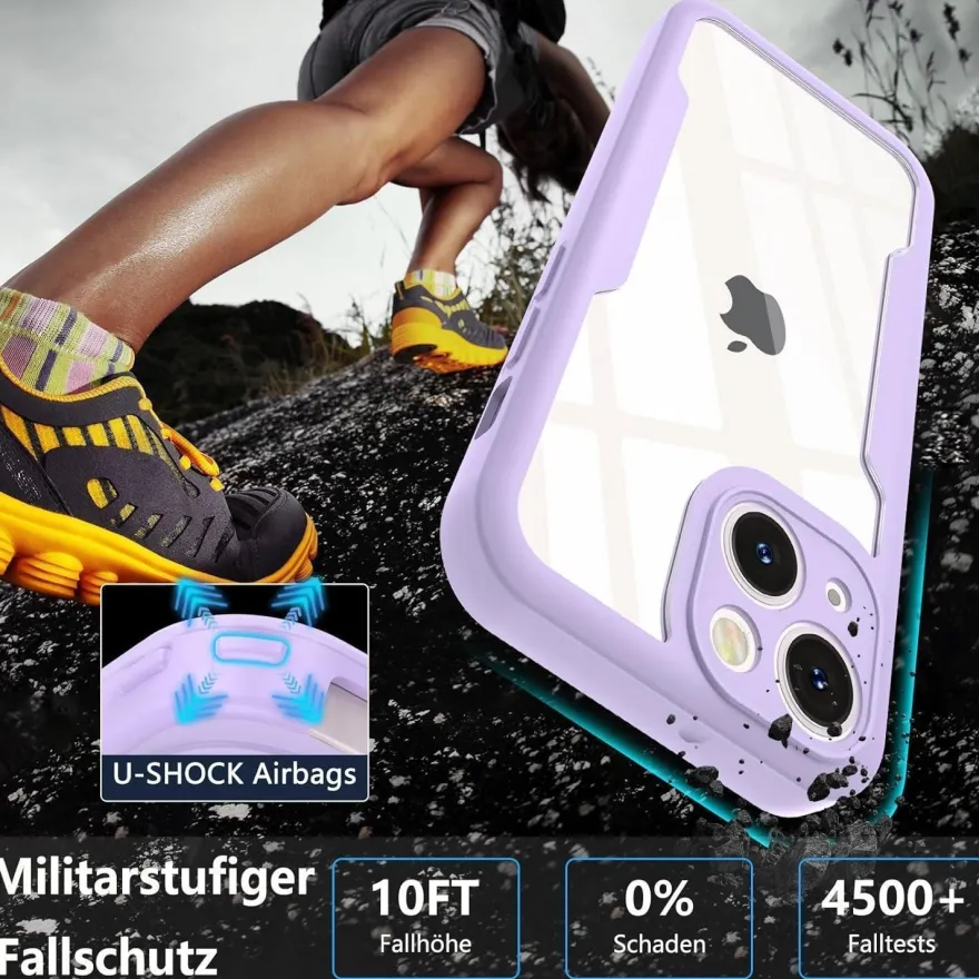 Hensinple iPhone 13 Mini Hülle (5,4 Zoll) - 360° Stoßfest mit Displayschutz