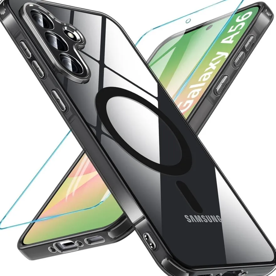 Hensinple Magnetische Hülle für Samsung Galaxy A56 5G mit Schutzglas