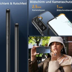 Hensinple Magnetische Hülle für Samsung Galaxy S22, MagSafe Kompatibel, Militär