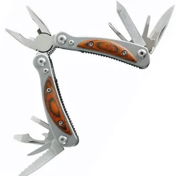 Herbertz Minitool Multitool mit Zange 8 Werkzeuge Pakkaholz Schalen inkl. Lederetui