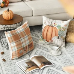 Herbst Kürbisse Orange Kissenbezüge 4er Set 45x45 cm Couch Deko