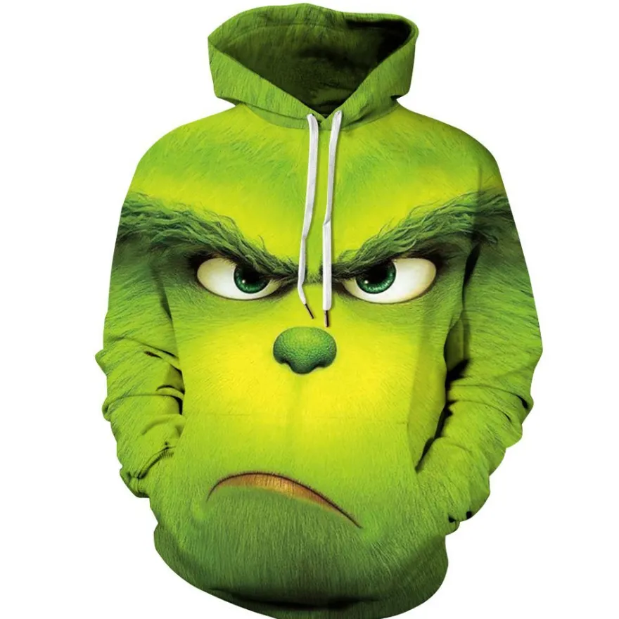 Herren Damen Anime The Grinch Kapuzenpullover Cute Druck Paar Hoodie Pullover