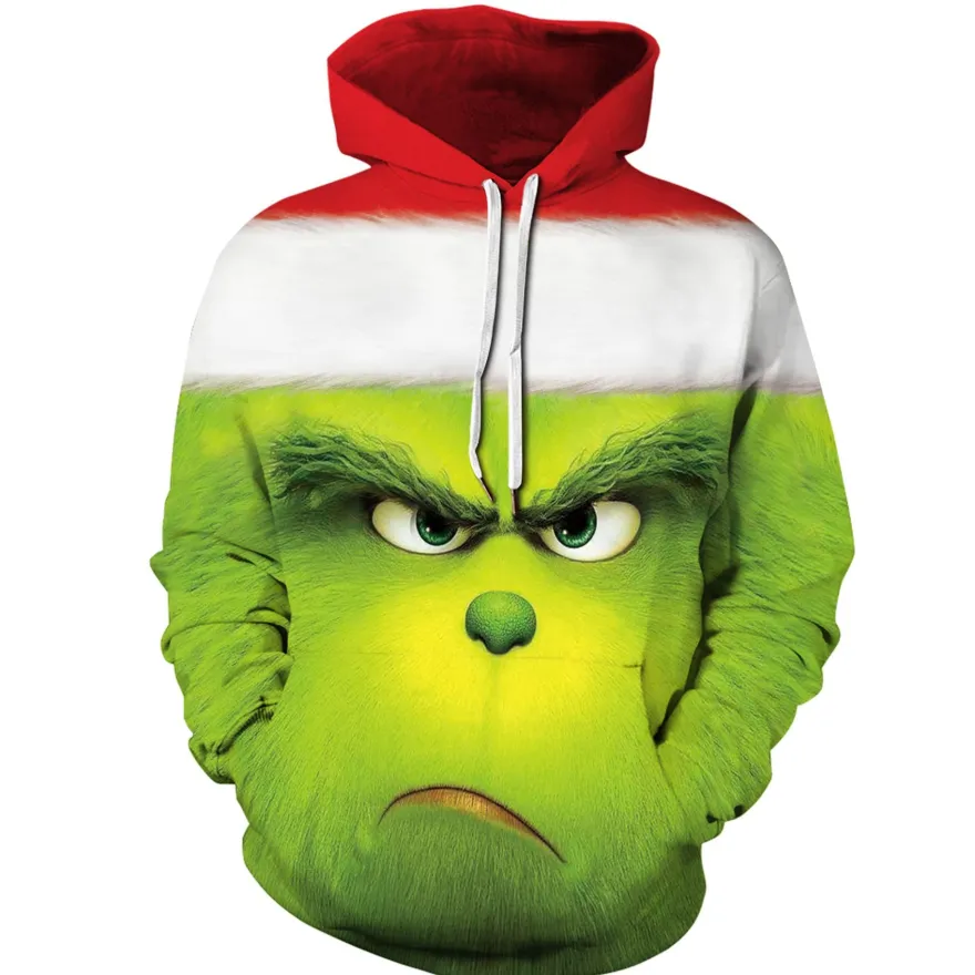 Herren Damen Anime The Grinch Kapuzenpullover Cute Druck Paar Hoodie Pullover