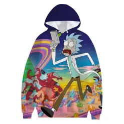Herren Damen Rick and Morty Kapuzenpullover 3D Druck Teenager Hoodie Pullover