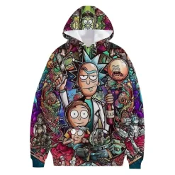 Herren Damen Rick and Morty Kapuzenpullover 3D Druck Teenager Hoodie Pullover