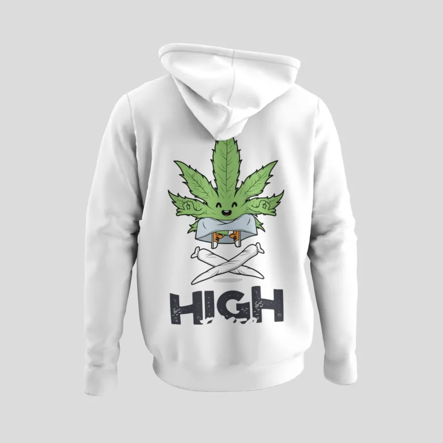 Herren Hoodie 420 High Times Funny Marihuanablatt Smoke Weed Gras Kiffen