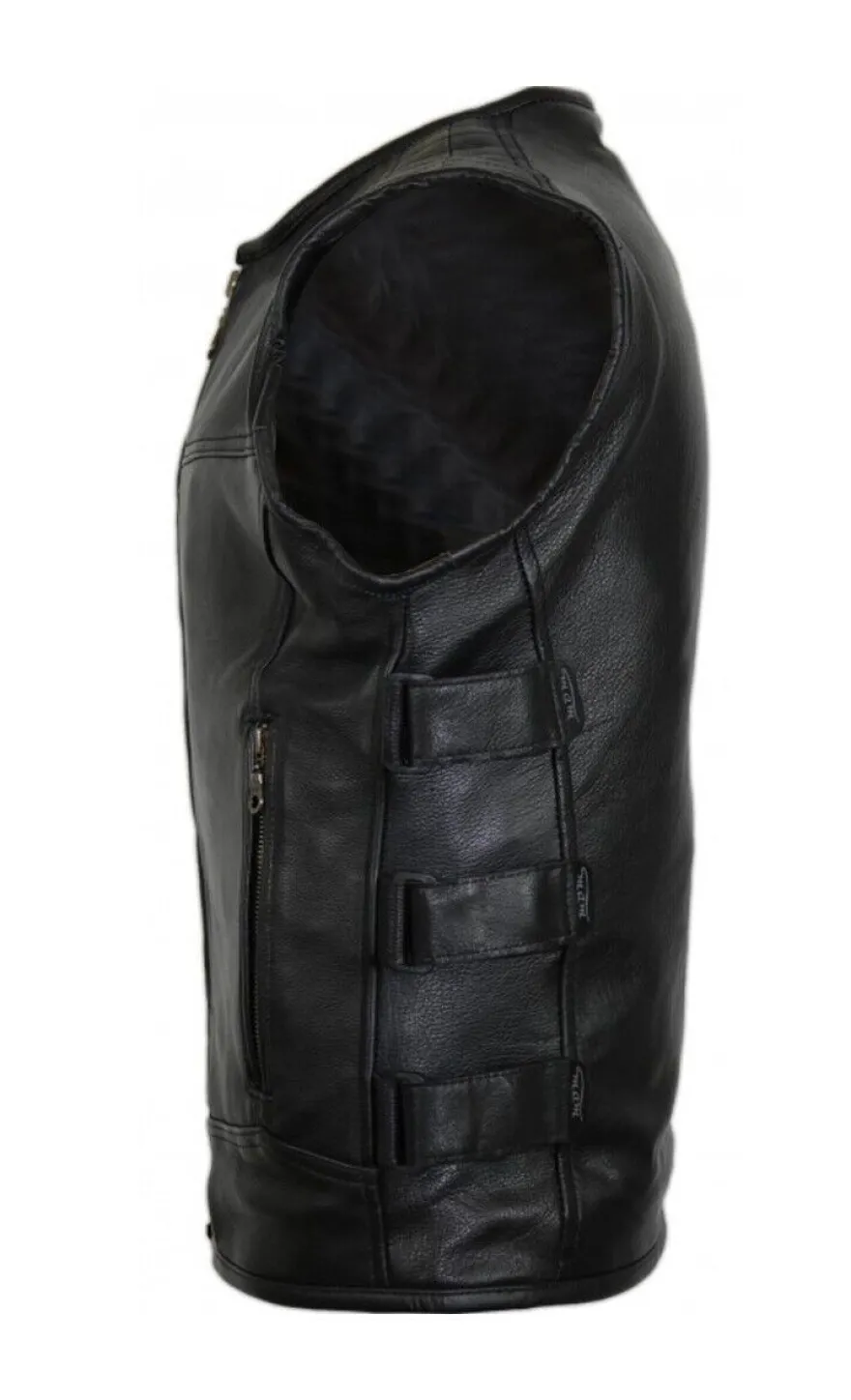 Herren Motorrad Biker Rindsleder Weste Biker Weste Reißverschluss Chopper Vest