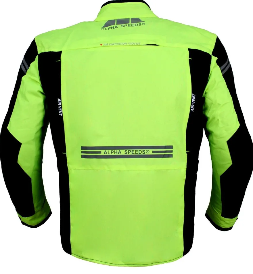Herren Motorrad Textil Jacke Biker Polyester Scape Touring Jacke mit Protektoren Neon