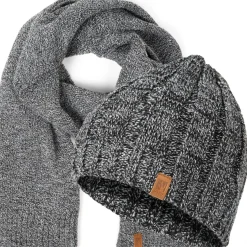 Herren Mütze Schal Set Beanie Winter Strickmütze mit Winterschal Premium Qualität