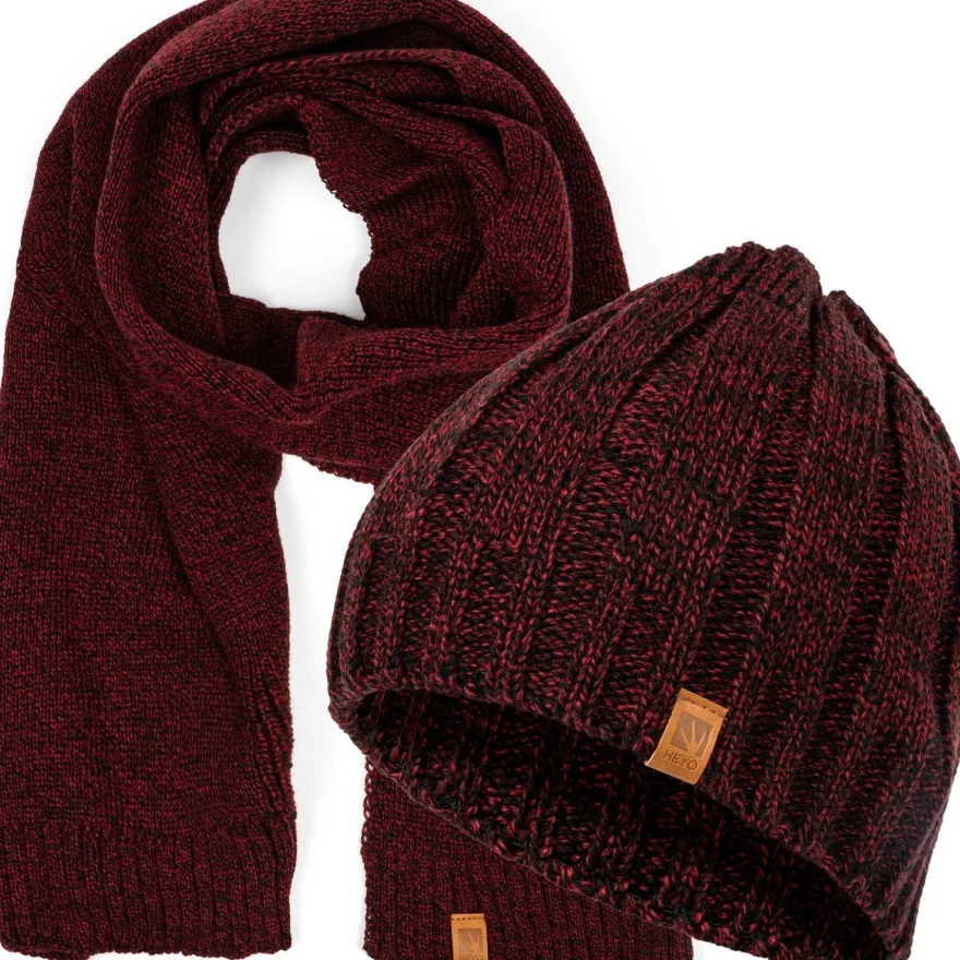 Herren Mütze Schal Set Beanie Winter Strickmütze mit Winterschal Premium Qualität