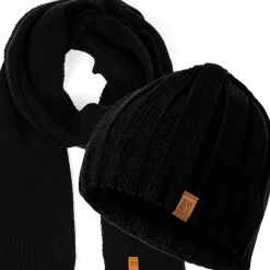 Herren Mütze Schal Set Beanie Winter Strickmütze mit Winterschal Premium Qualität