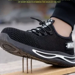 Herren Sommer Sicherheitsschuhe Sneakers Atmungsaktive Leichte Arbeitsschuhe2023