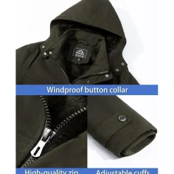 Herren Winterjacke Militärjacke Gefüttert Outdoor Arbeitsjacke S Armeegrün