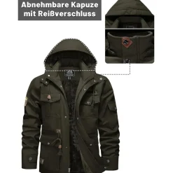 Herren Winterjacke Militärjacke Gefüttert Outdoor Arbeitsjacke S Armeegrün
