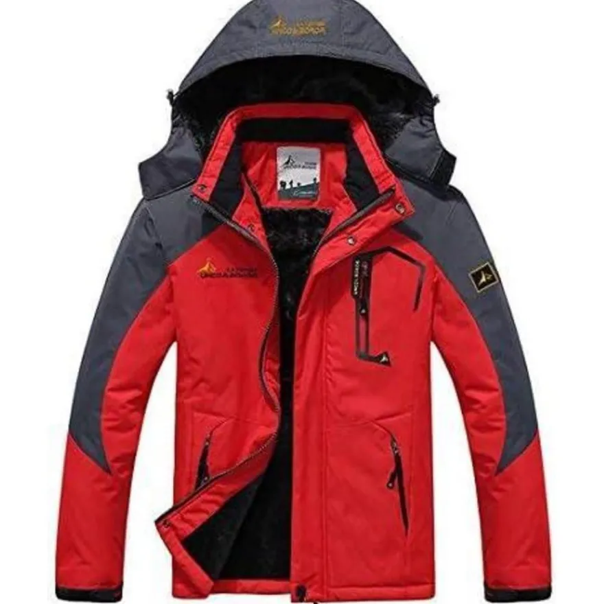 Herren Winter Skijacke Fleece Gefüttert Outdoor Softshelljacke M Rot