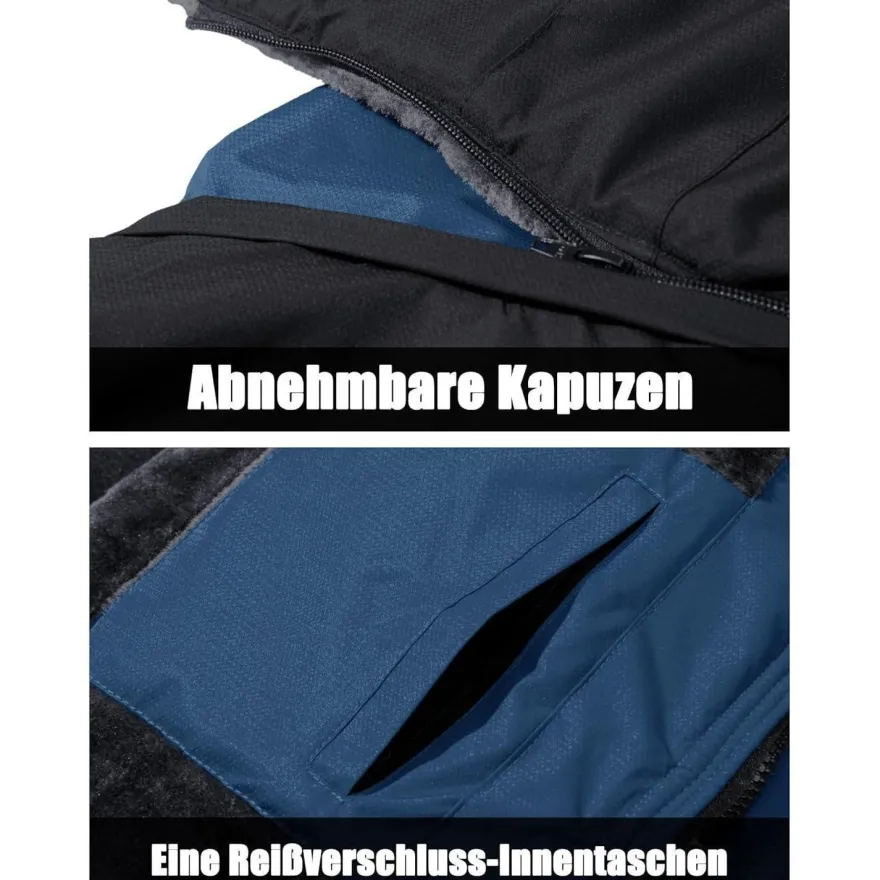 Herren Winter Skijacke Fleece Gefüttert Outdoor Softshelljacke XXL Blau