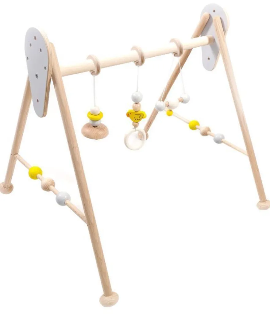 Hess Holz Babyspielgerät Ente, Nature Gelb Spielbogen Aktivbogen Trapez - Made In