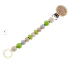 Hess Schnullerkette Nature Apfelgrün Holz Babykette - Made In Germany