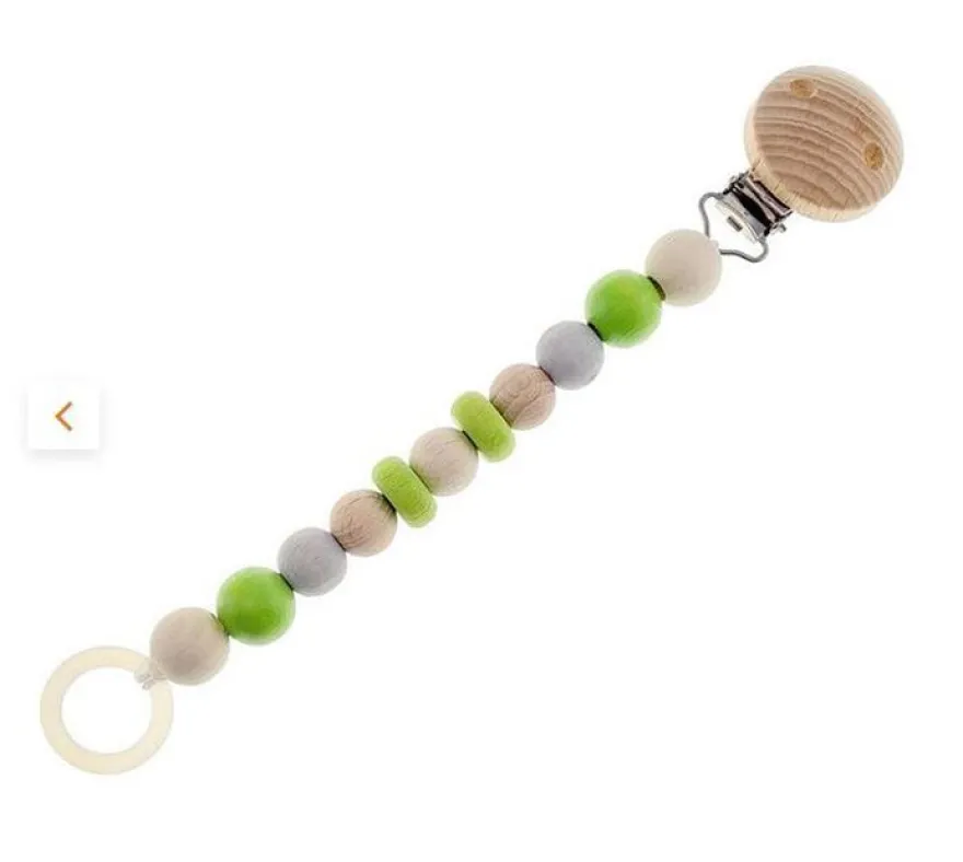 Hess Schnullerkette Nature Apfelgrün Holz Babykette - Made In Germany