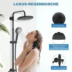 Hibbent Duschsystem mit Selbstreinigung, Runder Brausekopf und Handbrause