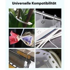 Highwings Kabelbinder Weiß 200mm x 7,6mm, 100 Stück, 75KG Zugfestigkeit, UV