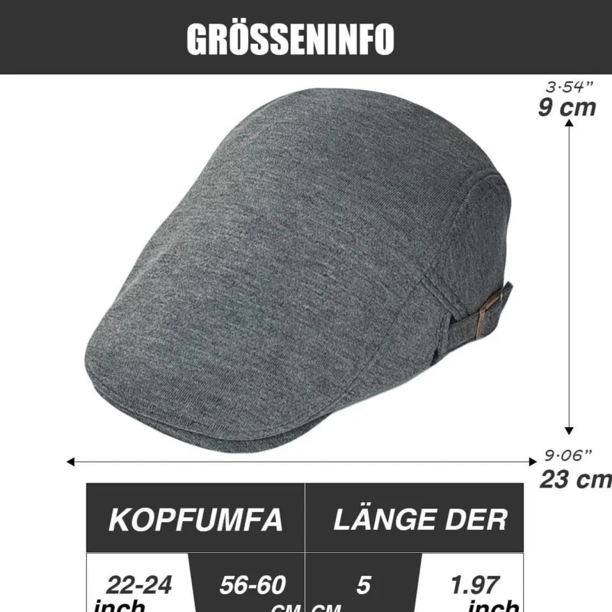 HIQIU Schiebermütze Herren Verstellbare Baumwolle Gatsby Flatcap Newsboy Cap