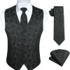 Hisdern Herren Jacquard Blumenmuster Weste Krawatte Einstecktuch Set für