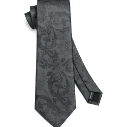 Hisdern Herren Krawatte & Einstecktuch Set - Paisley Blume Jacquard Seide