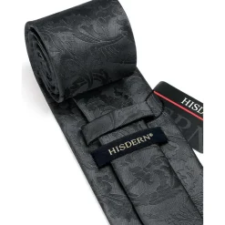 Hisdern Herren Krawatte & Einstecktuch Set - Paisley Blume Jacquard Seide