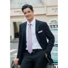 Hisdern Herren Krawatte mit Einstecktuch Set - Klassisch Plaid Hahnentritt