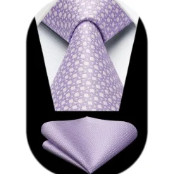 Hisdern Herren Krawatte mit Einstecktuch Set - Klassisch Plaid Hahnentritt