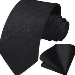 Hisdern Herren Krawatte mit Einstecktuch Set - Klassisch Plaid Hahnentritt