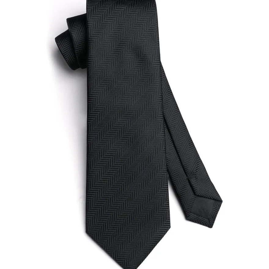 Hisdern Herren Krawatte mit Einstecktuch Set - Klassisch Plaid Hahnentritt