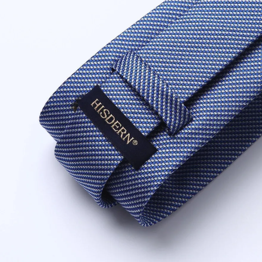 Hisdern Herren Krawatte mit Einstecktuch Set, Klassisch Plaid Hahnentritt