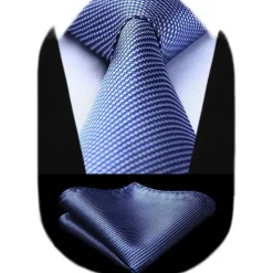 Hisdern Herren Krawatte mit Einstecktuch Set, Klassisch Plaid Hahnentritt