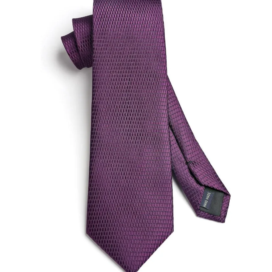 Hisdern Herren Krawatte mit Einstecktuch Set - Klassisch Plaid Hahnentritt