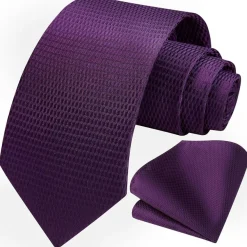Hisdern Herren Krawatte mit Einstecktuch Set - Klassisch Plaid Hahnentritt