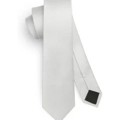 Hisdern Herren Krawatte Schmal 6cm Weiß Seide - Formell, Elegant für Business