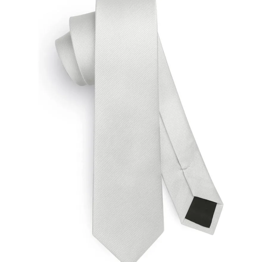 Hisdern Herren Krawatte Schmal 6cm Weiß Seide - Formell, Elegant für Business