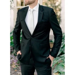 Hisdern Herren Krawatte Schmal 6cm Weiß Seide - Formell, Elegant für Business