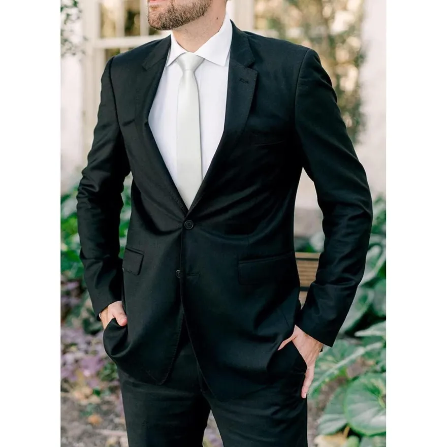 Hisdern Herren Krawatte Schmal 6cm Weiß Seide - Formell, Elegant für Business