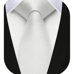 Hisdern Herren Krawatte Schmal 6cm Weiß Seide - Formell, Elegant für Business