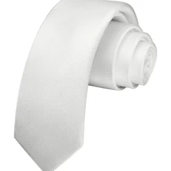 Hisdern Herren Krawatte Schmal 6cm Weiß Seide - Formell, Elegant für Business