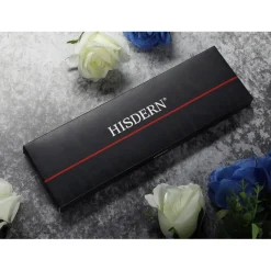 Hisdern Herren Krawatte und Einstecktuch Set Gestreift Schwarz / Grün für