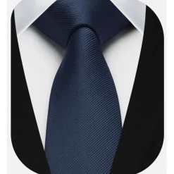 Hisdern Herren Schmale Einfarbige Seiden Krawatte 6cm Navy - Elegant für