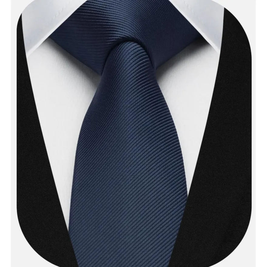 Hisdern Herren Schmale Einfarbige Seiden Krawatte 6cm Navy - Elegant für